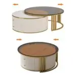 Colonel Modern Rotating Nesting Coffee Table Set – Gold & Glass Elegance - Image 8