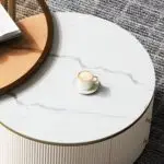Colonel Modern Rotating Nesting Coffee Table Set – Gold & Glass Elegance - Image 4