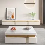 Terri Gold-Trimmed Modern Coffee Table – Elegant Centerpiece in White or Black - Image 16