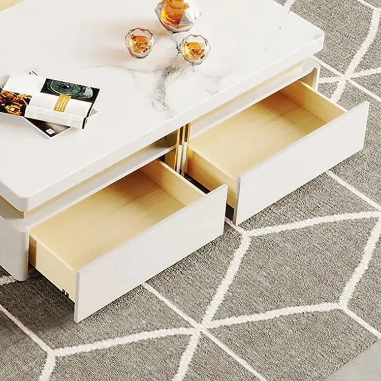 Terri Gold-Trimmed Modern Coffee Table – Elegant Centerpiece in White or Black - Image 22