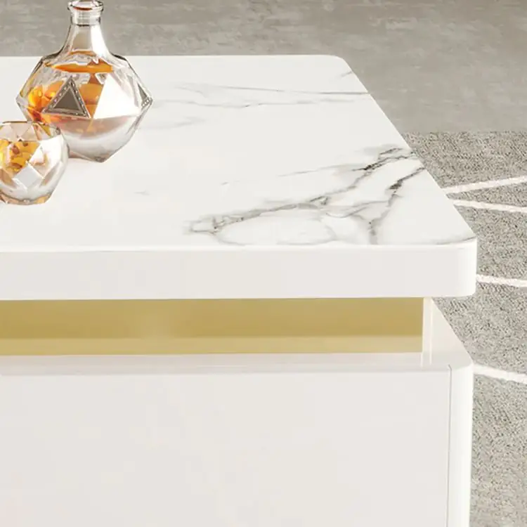 Terri Gold-Trimmed Modern Coffee Table – Elegant Centerpiece in White or Black - Image 6
