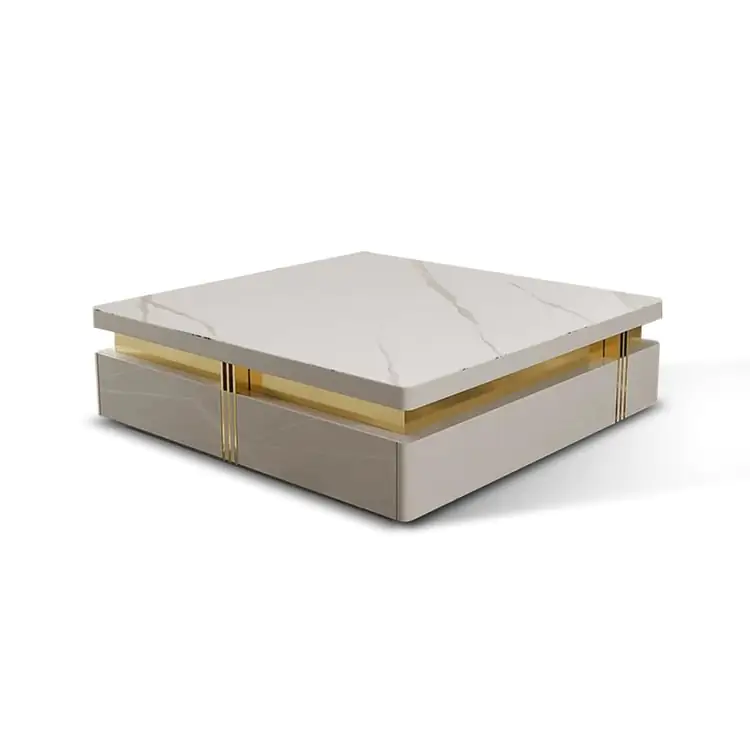 Terri Gold-Trimmed Modern Coffee Table – Elegant Centerpiece in White or Black - Image 9