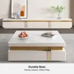 Terri Gold-Trimmed Modern Coffee Table – Elegant Centerpiece in White or Black - Image 19