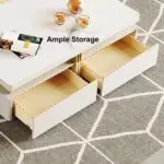 Terri Gold-Trimmed Modern Coffee Table – Elegant Centerpiece in White or Black - Image 15