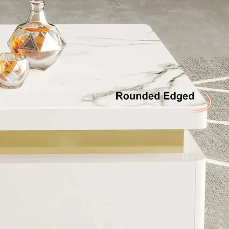 Terri Gold-Trimmed Modern Coffee Table – Elegant Centerpiece in White or Black - Image 14