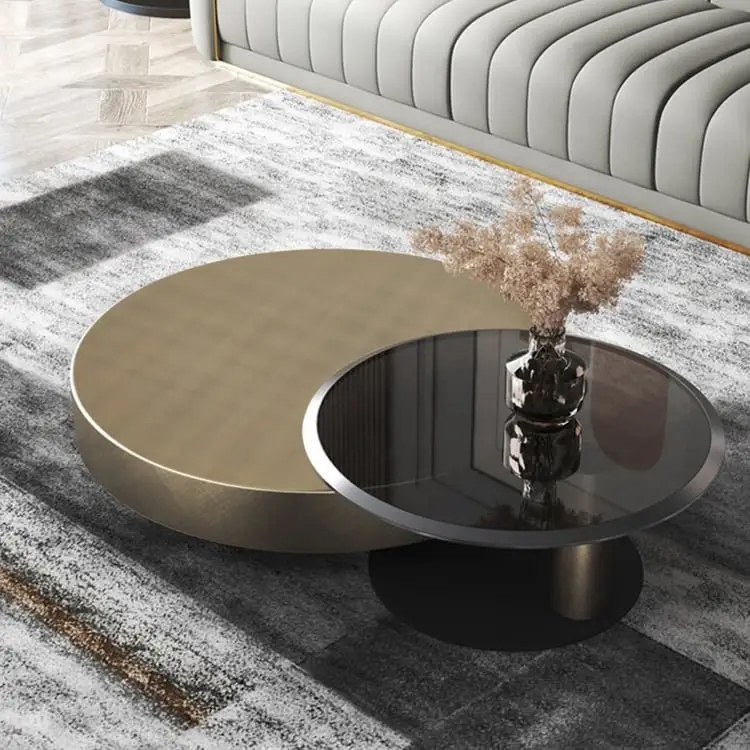 Jetta Minimalist Round Italian veneer Coffee Table Set - Luxurious Nordic Design - Image 8