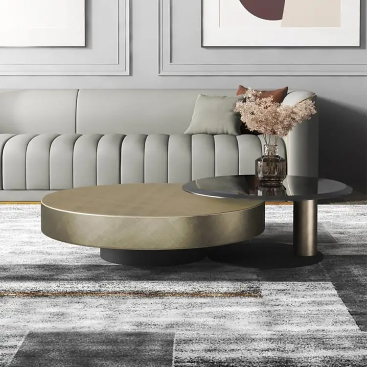 Jetta Minimalist Round Italian veneer Coffee Table Set - Luxurious Nordic Design - Image 10