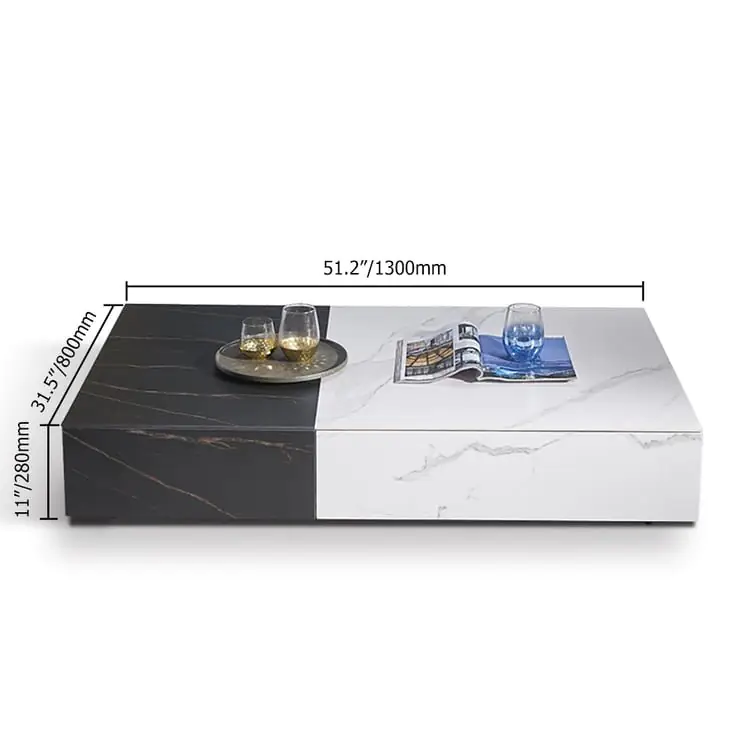 Italian modern style elegant luxury creative rock slab marble white coffee table - Image 7