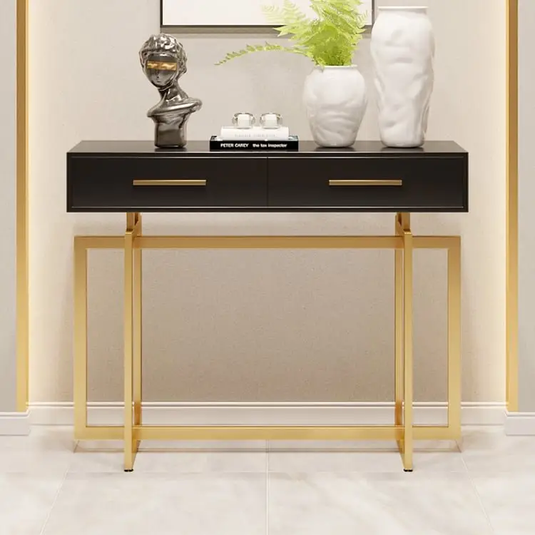 Cooper Console Table with Storage Drawers and Metal Legs in Gold Metal Console Table - Image 13