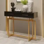 Cooper Console Table with Storage Drawers and Metal Legs in Gold Metal Console Table