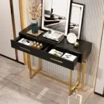 Cooper Console Table with Storage Drawers and Metal Legs in Gold Metal Console Table - Image 7
