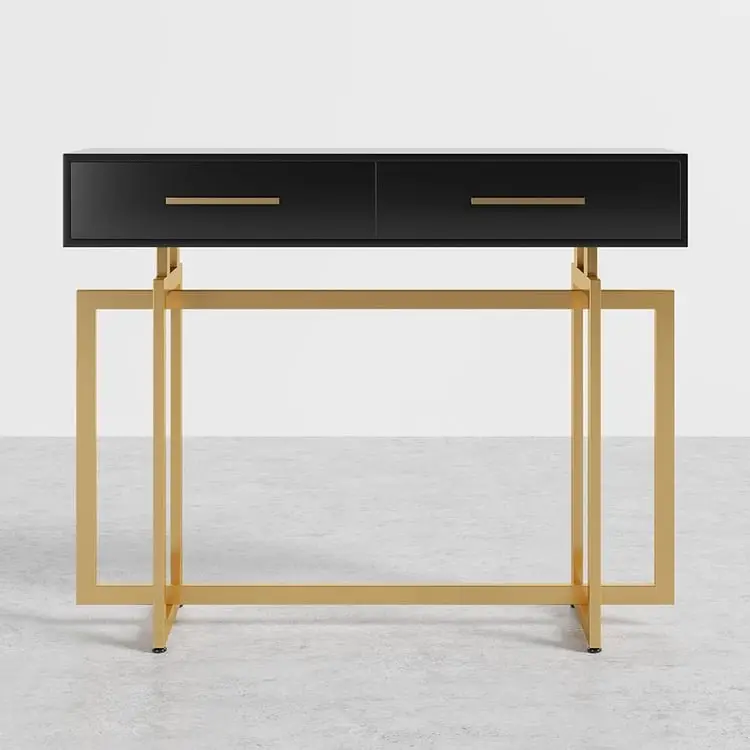 Cooper Console Table with Storage Drawers and Metal Legs in Gold Metal Console Table - Image 9