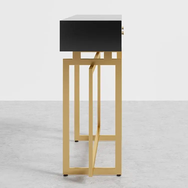 Cooper Console Table with Storage Drawers and Metal Legs in Gold Metal Console Table - Image 8
