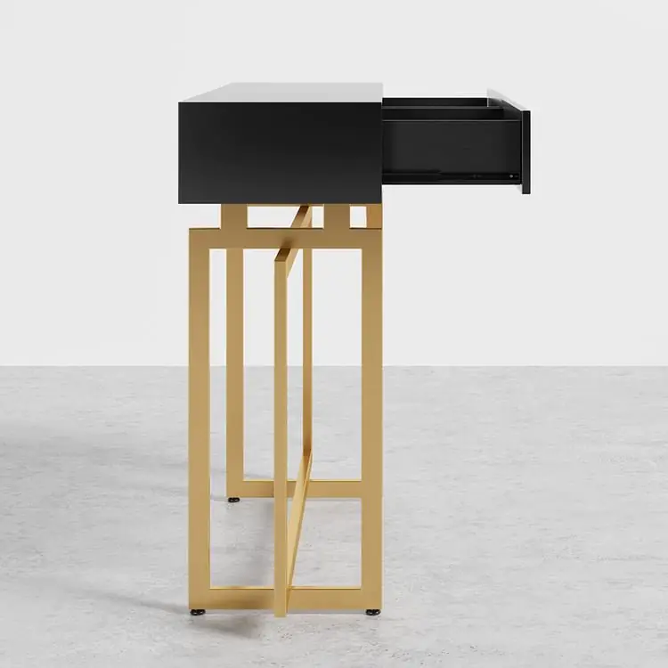 Cooper Console Table with Storage Drawers and Metal Legs in Gold Metal Console Table - Image 11