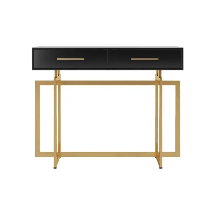 Cooper Console Table with Storage Drawers and Metal Legs in Gold Metal Console Table - Image 4