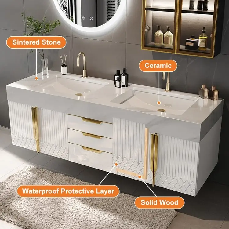 Sherman Vanity Wood cabinet with Basin - Image 3