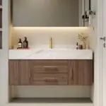 Walnut Vanity Wood cabinet with Basin - Image 4