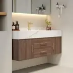 Walnut Vanity Wood cabinet with Basin - Image 2
