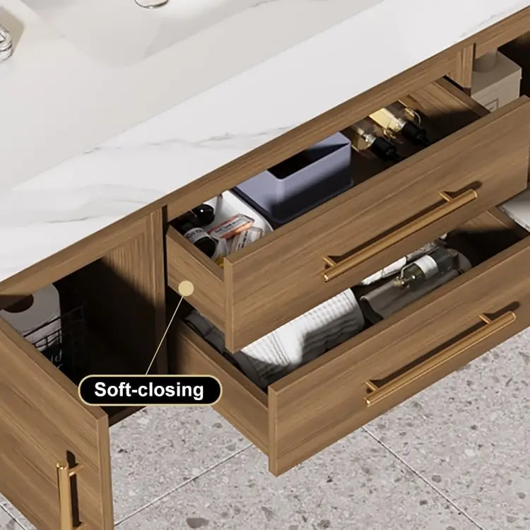 Walnut Vanity Wood cabinet with Basin - Image 7