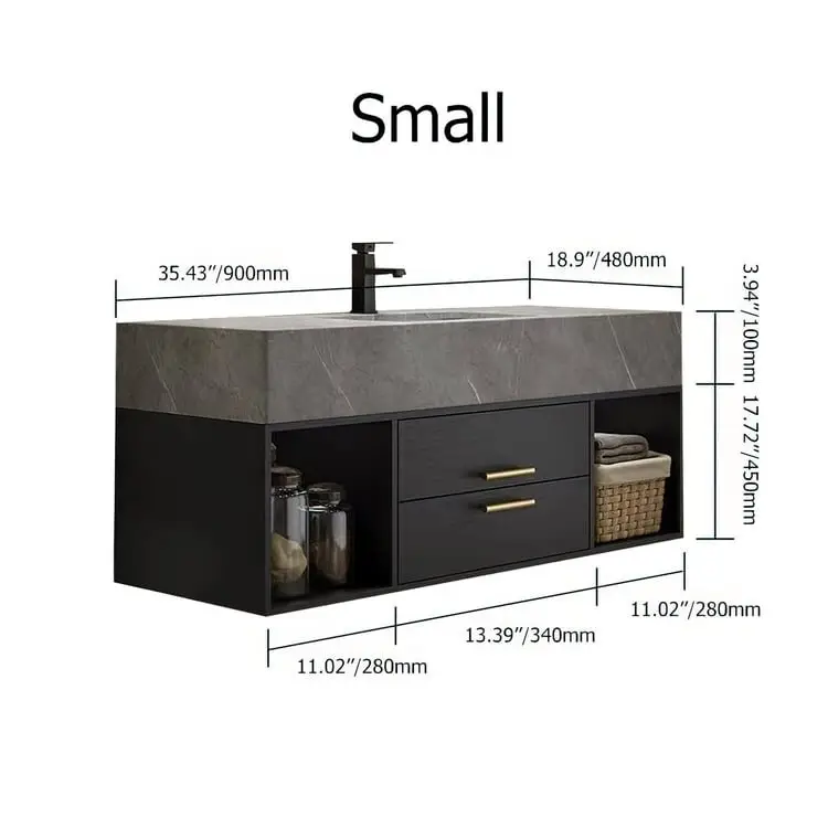 Diamond Vanity Wood cabinet with Basin - Image 11