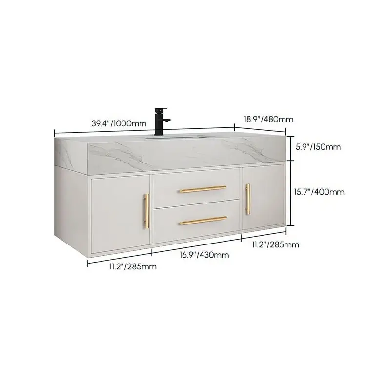 Pearl Vanity Wood cabinet with Basin - Image 12
