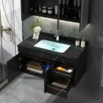 Molecule Vanity Wood cabinet with Basin - Image 18