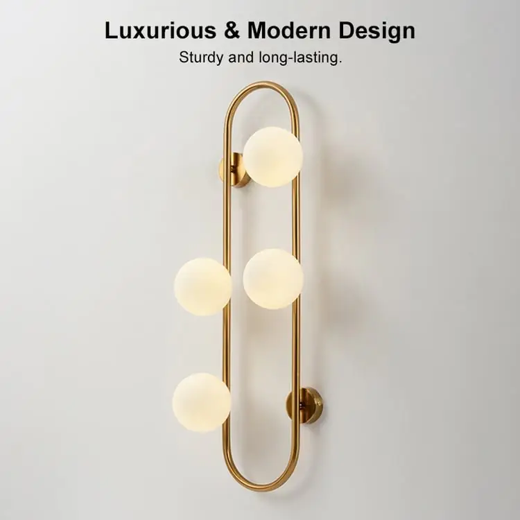 Gold Metal Acrylic Pipe LED Wall Lamp Compatible with Living Room - Image 4