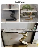 Wave Luxury Design Stainless Steel Console Decorative Porch Table - Image 9