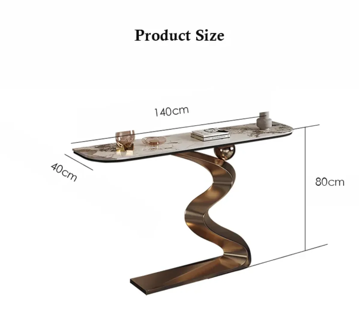 Wave Luxury Design Stainless Steel Console Decorative Porch Table - Image 6