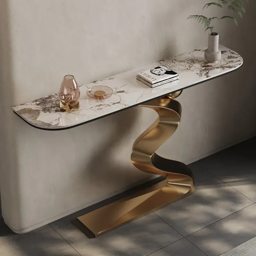 Wave Luxury Design Stainless Steel Console Decorative Porch Table - Image 7