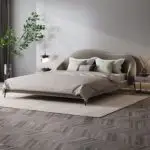 Aliana Queen Size Contemporary Mininalist style Upholstered Bed Low Profile Faux Leather - Image 3