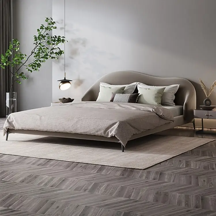 Aliana Queen Size Contemporary Mininalist style Upholstered Bed Low Profile Faux Leather - Image 3