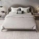 Aliana Queen Size Contemporary Mininalist style Upholstered Bed Low Profile Faux Leather - Image 2