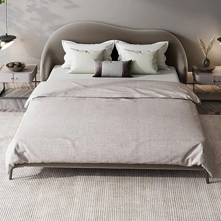 Aliana Queen Size Contemporary Mininalist style Upholstered Bed Low Profile Faux Leather - Image 2