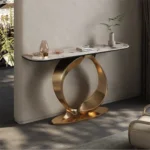 Luxury Modern Rectangular Console Table with Stainless Steel Frame and Marble Top - Image 4