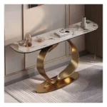Luxury Modern Rectangular Console Table with Stainless Steel Frame and Marble Top - Image 3