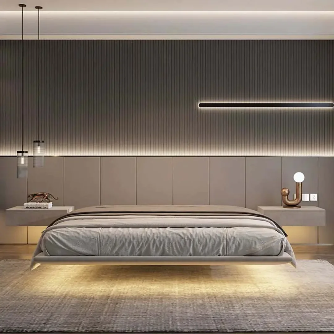 Luxury & Classy modern King bed room furniture bedroom set bed frame solid wooden - Image 2