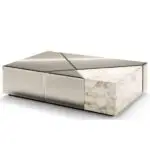 Exeon Modern High End Coffee Table Mirror Gold Finish with marble Elegant Table - Image 5