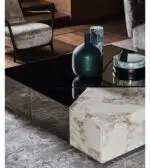 Exeon Modern High End Coffee Table Mirror Gold Finish with marble Elegant Table - Image 7