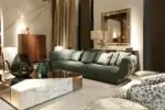 Exeon Modern High End Coffee Table Mirror Gold Finish with marble Elegant Table