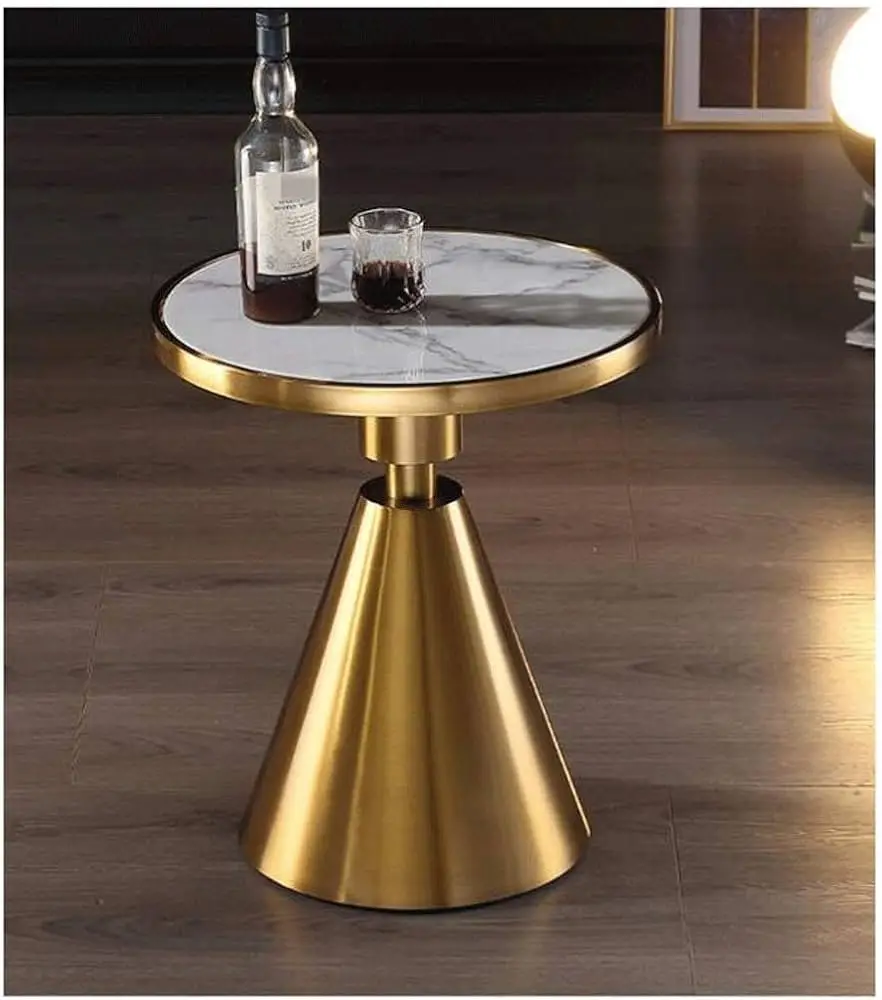 Lambda luxury gold leg modern marble top round side end table - Image 5