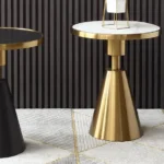 Lambda luxury gold leg modern marble top round side end table - Image 3