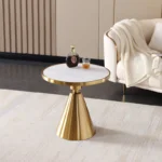 Lambda luxury gold leg modern marble top round side end table - Image 8