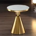 Lambda luxury gold leg modern marble top round side end table