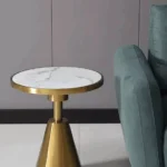 Lambda luxury gold leg modern marble top round side end table - Image 4
