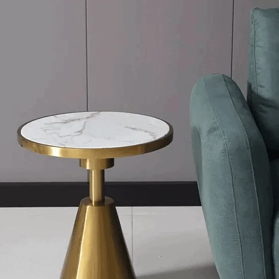 Lambda luxury gold leg modern marble top round side end table - Image 4