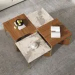Crosby Premium Walnut & Stone Low Coffee Table – Modern Elegance for Sophisticated Living - Image 2