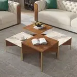 Crosby Premium Walnut & Stone Low Coffee Table – Modern Elegance for Sophisticated Living