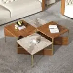 Crosby Premium Walnut & Stone Low Coffee Table – Modern Elegance for Sophisticated Living - Image 4