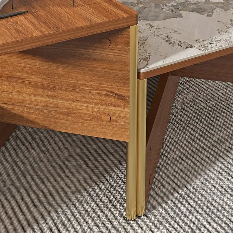 Crosby Premium Walnut & Stone Low Coffee Table – Modern Elegance for Sophisticated Living - Image 3